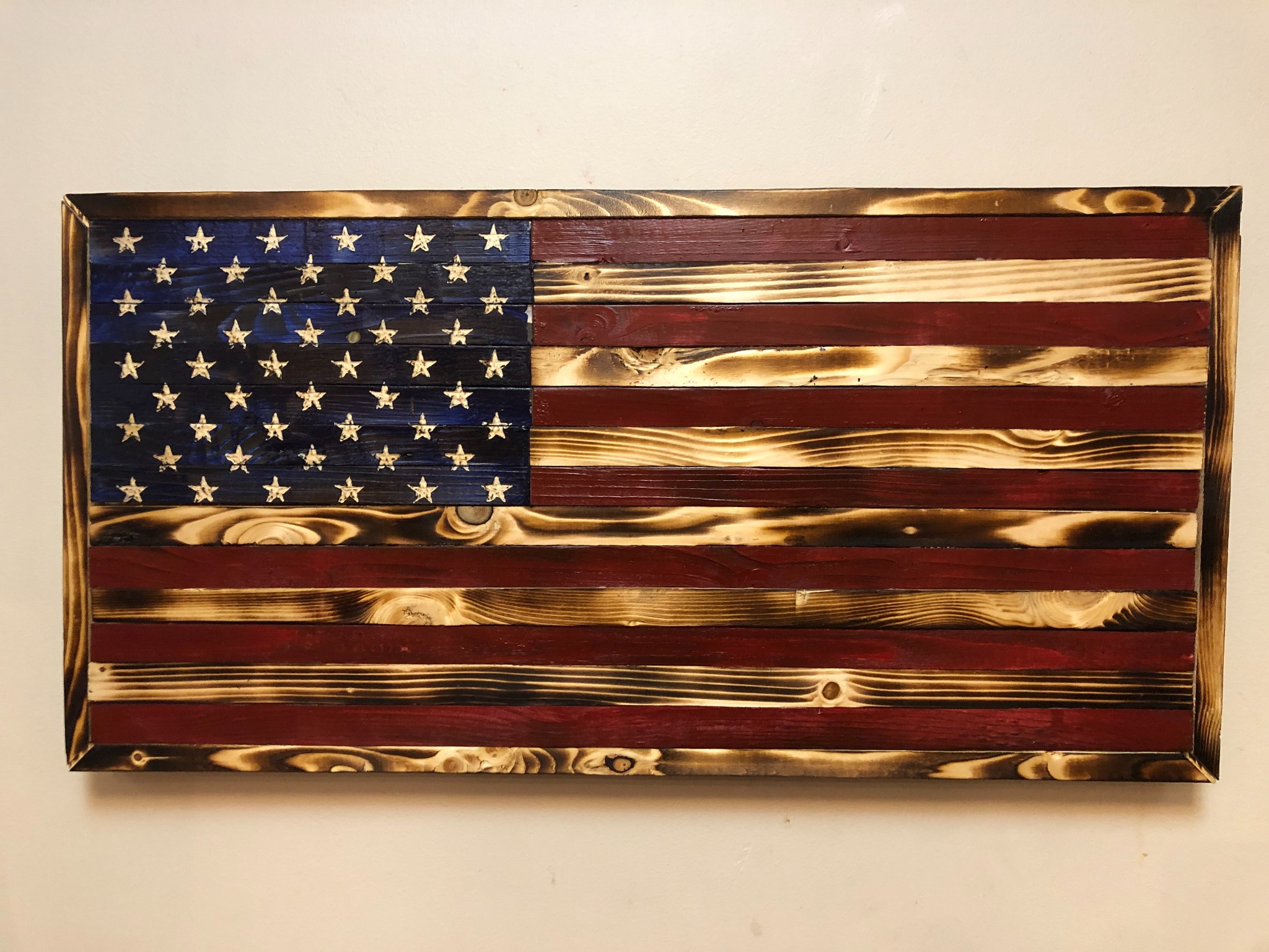Classic handcrafted wooden American flag