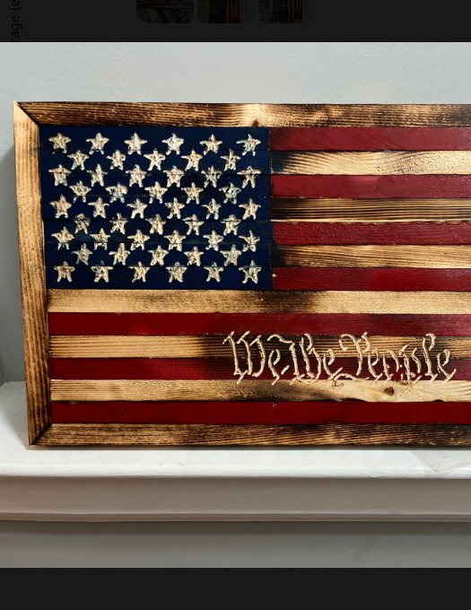 Custom engraved flag with We the People and classic red and white finish